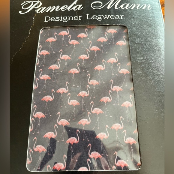 Black/Pink Flamingo Printed Pamela Mann Designer Legwear - Picture 2 of 3
